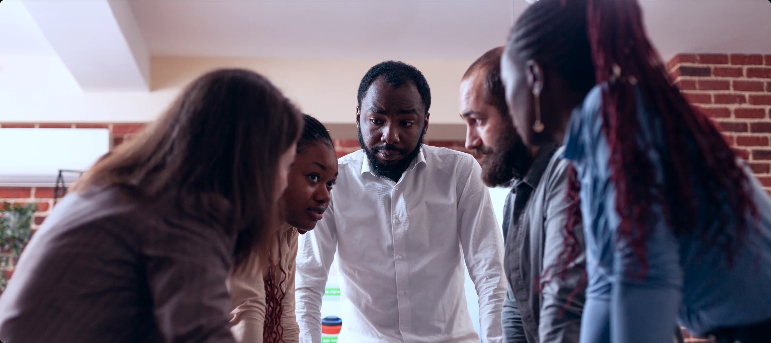 A diverse team of professionals collaborating together